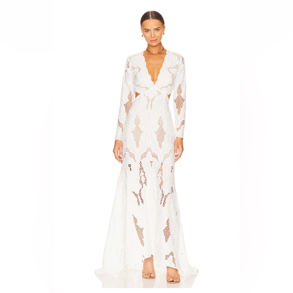 ELLIATT White Lace Long Sleeve Dress